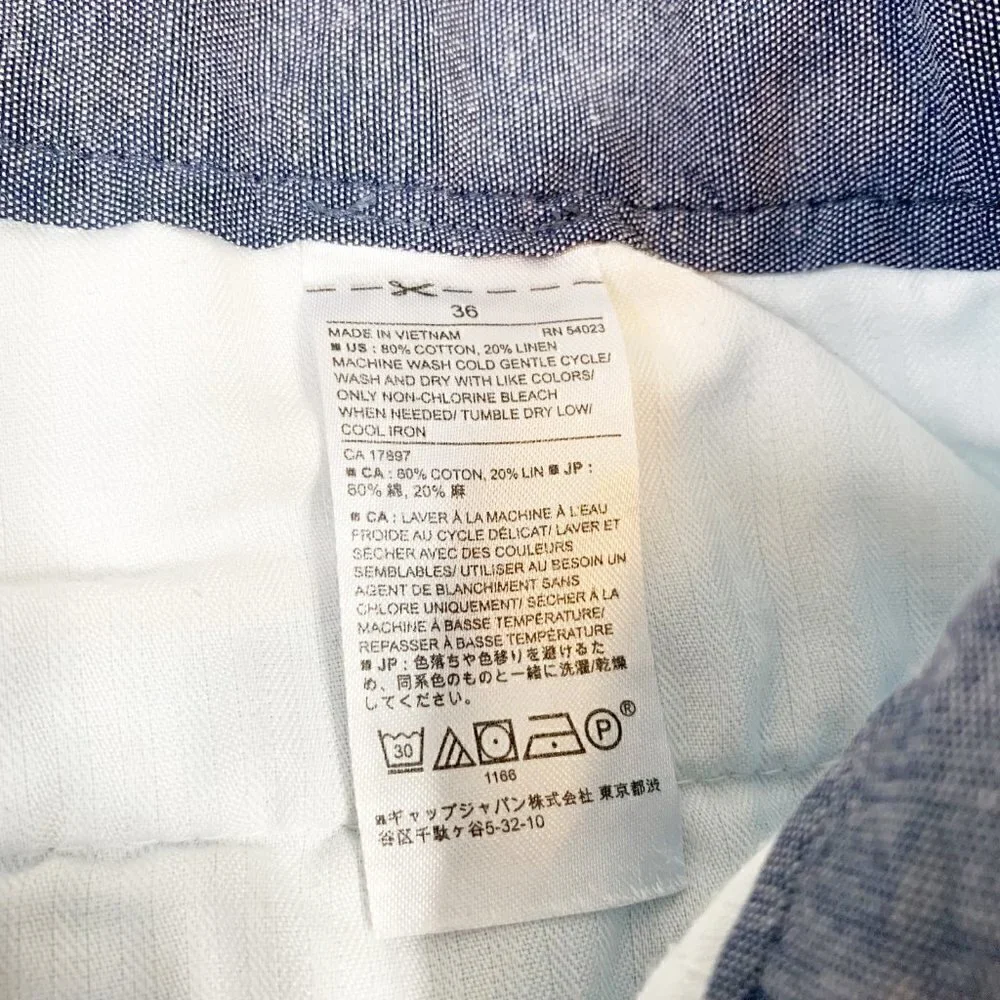 Banana Republic Aiden Short Mens 36 Light‎ Blue Cotton Linen Blend Casual Summer